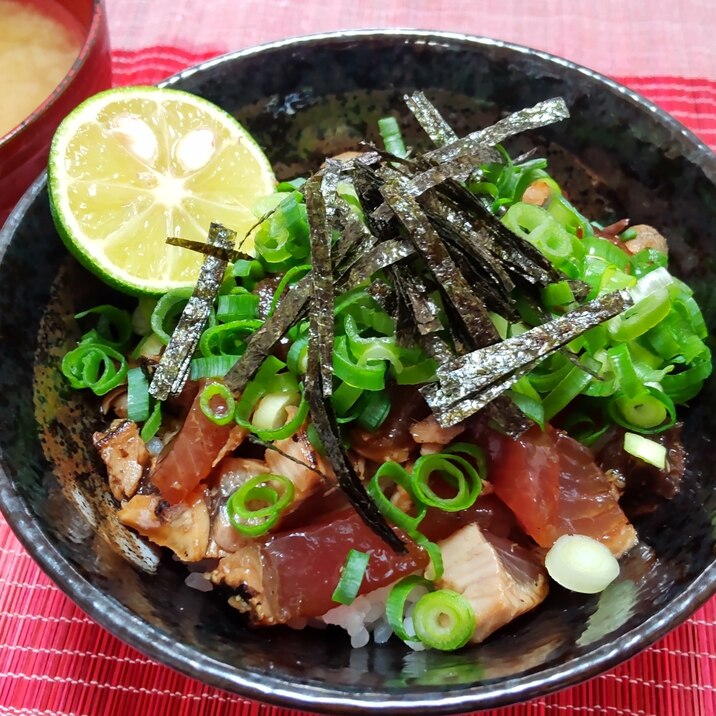 ふるさと納税レシピ♪カツオのたたき丼〜すだち添え